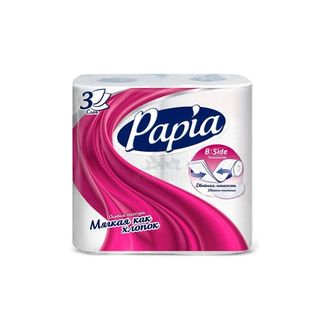 Бумага туалетная 3сл, Papia белая 4рул