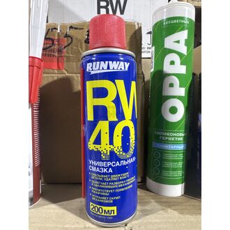 Смазка универсальная RW-40 (аналог WD-40) 200мл аэрозоль с трубочкой, RUNWAY RW6096, шк. 1271